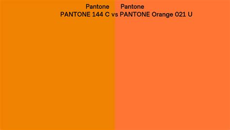 Pantone 144 C Vs PANTONE Orange 021 U Side By Side Comparison