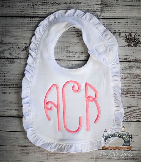 Monogrammed Ruffle Bib Girls Ruffle Bib Monogrammed Baby Etsy