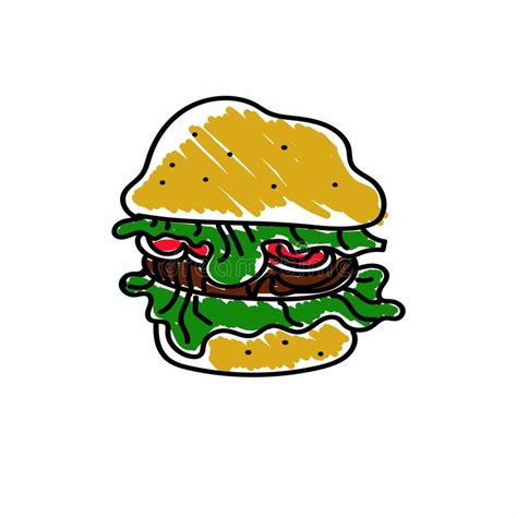 Los Colores Bosquejan De La Hamburguesa Ilustraci N Del Vector