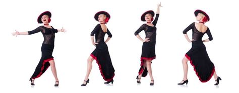 Woman Dancing Spanish Dance Isolated On White Background Photo Picture