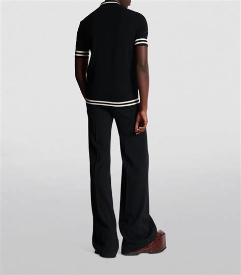 Mens Balmain Black Jacquard Monogram Polo Shirt Harrods UK