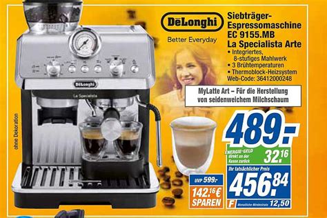 Delonghi Siebtr Ger Espressomaschine Ec Mb La Specialista Arte