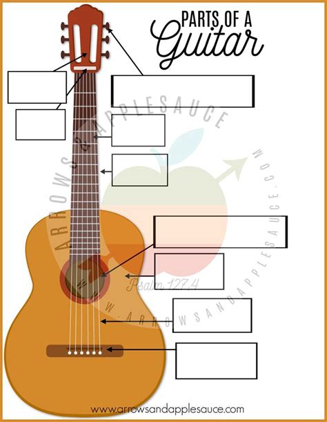 An Ukulele Diagram With The Parts Labeled In English And French Including Names