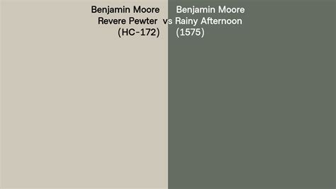 Benjamin Moore Revere Pewter Vs Rainy Afternoon Side By Side Comparison