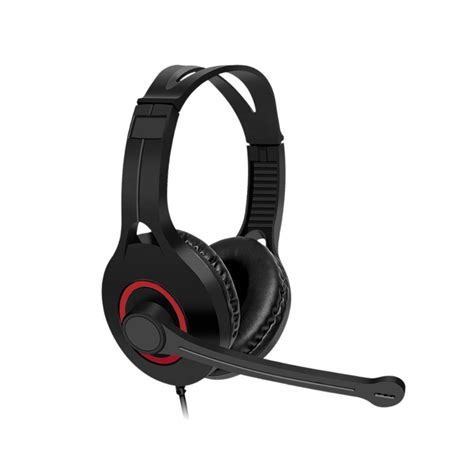 Auriculares Con Micr Fono Integrado Para Pc Vincha Ajustable Negro Rojo