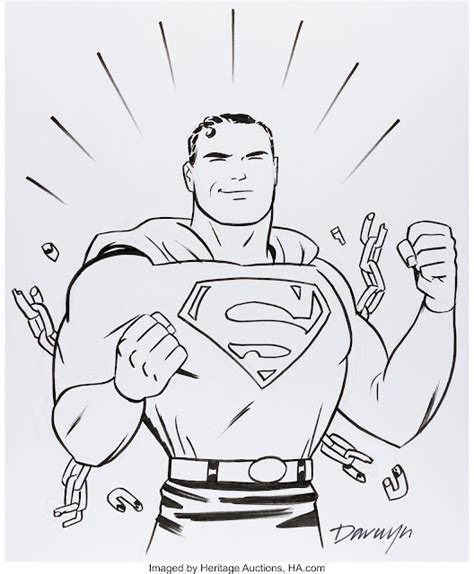 Pop Culture Safari Comic Art Original Superman Sketch By Darwyn Cooke