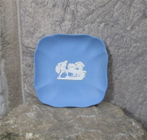 Vintage Wedgwood England Blue Jasperware Pin Tray Gem