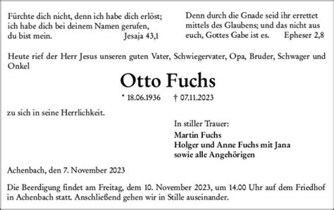 Traueranzeigen Von Otto Fuchs Vrm Trauer De