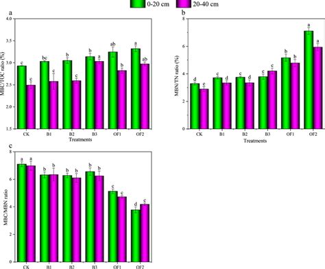 MBC TOC Ratio MBN TN Ratio And MBC MBN Ratio Under Biochar And