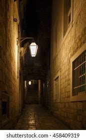 Dark Alley Night Stock Photo (Edit Now) 458409319