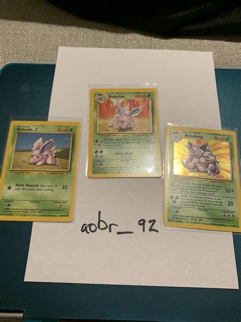 Nidoking Base Set Holo Nidorino Base Set Nidoran Base Set Pokémon