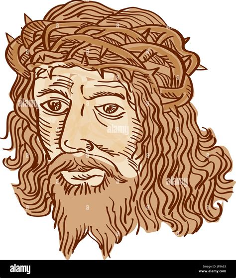 El Rostro De Cristo Jes S Corona Espinas Grabado Imagen Vector De Stock