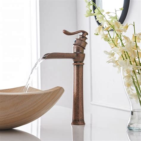 Bwe A 96135 2 Vessel Sink Faucet Copper 1 Handle Vessel Watersense Waterfall Bathroom Sink