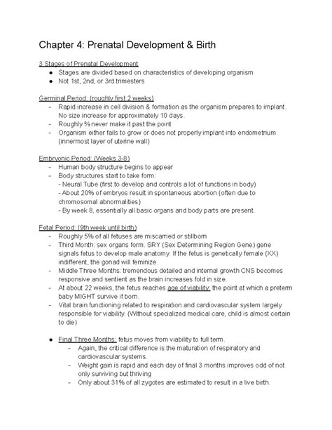 Lifespan Chapter 4 Chapter 4 Prenatal Development And Birth 3 Stages