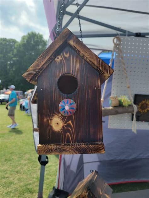 Shou Sugi Ban Birdhouse With Hand Painted Knob Etsy