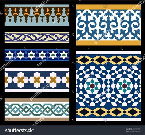 Vektor Stok Morocco Seamless Border Set Traditional Islamic Tanpa