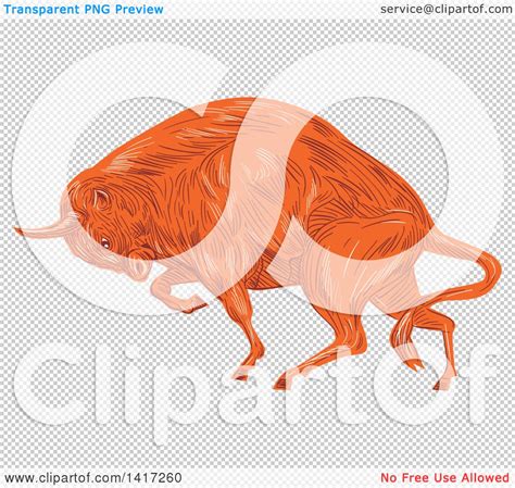 Clipart of a Sketched Angry Charging European Bison - Royalty Free ...