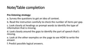 Ielts Listening Short Answers Note Table Matching Pptx