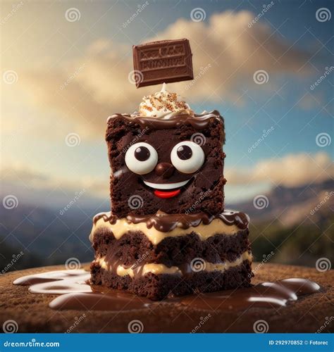 Close Up Of A Cgi Style Illustration Of A Brownie With A Happy Face