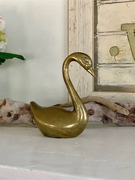 Brass Swans Pair Of Swans Vintage Brass Swans Midcentury Etsy Brass