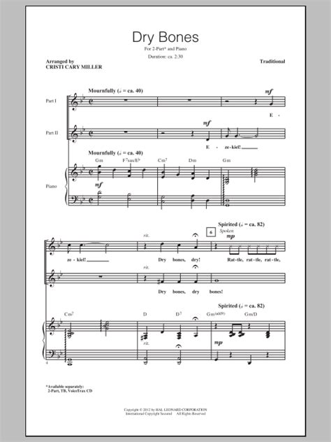 Dry Bones Arr Cristi Cary Miller By Traditional Sheet Music For