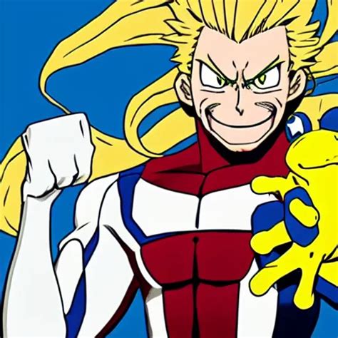 All Might From My Hero Academia Anime Holding A Frog Stable Diffusion