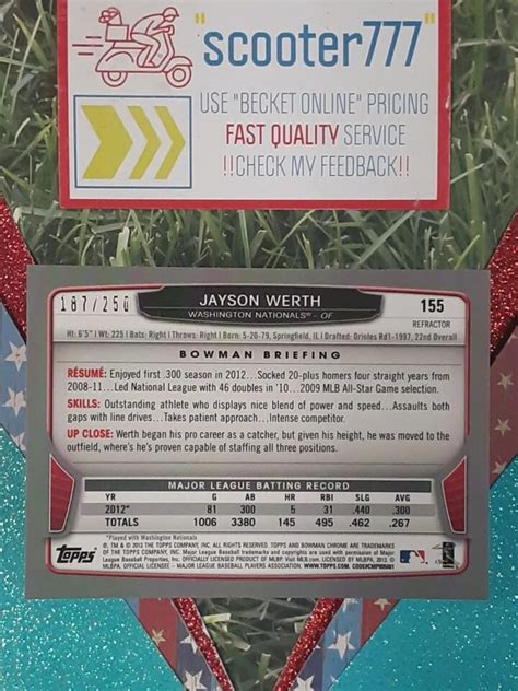 Bowman Chrome Jayson Werth Blue Refractor