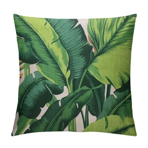 Jeuxus Tropical Palm Leaves Throw Pillow Covers Summer Green Banana