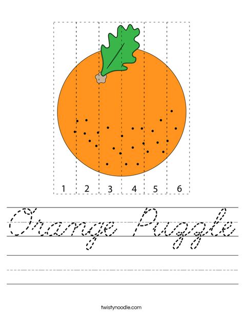 Orange Puzzle Worksheet Cursive Twisty Noodle