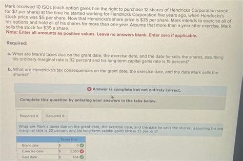 Solved Mark Received 10 ISOs Each Option Gives Him The Chegg