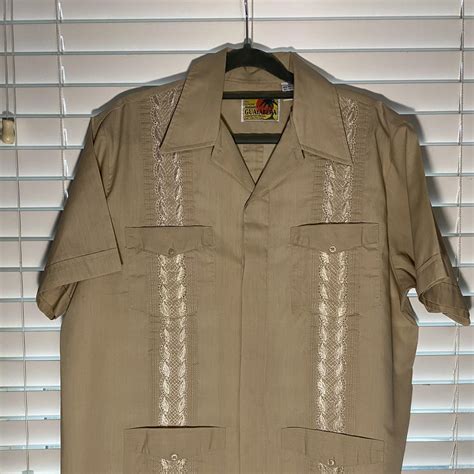 Cuban Button Up Haband Guayabera Size Mens Medium Depop