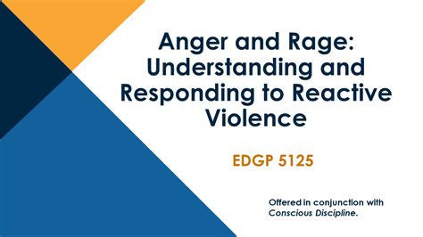 EDGP 5125 Anger And Rage Understanding And Responding To Reactive