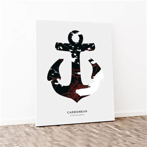 Art & Collectibles Giclée Carbonear Schooner Print Map of Carbonear ...