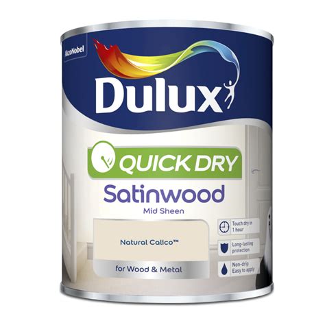 Dulux Quick Dry Satinwood Paint 750ml Natural Calico Intu DIY