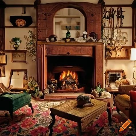 Cozy Cottage Inspired Living Room With Floral Prints Vintage Furniture