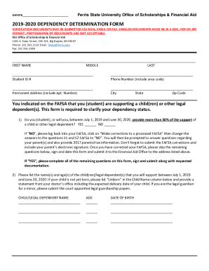 Fillable Online 2019 2020 DEPENDENCY DETERMINATION FORM Fax Email Print