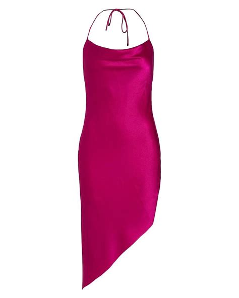 Alice Olivia Harmony Asymmetric Satin Slip Dress In Raspberry Pink