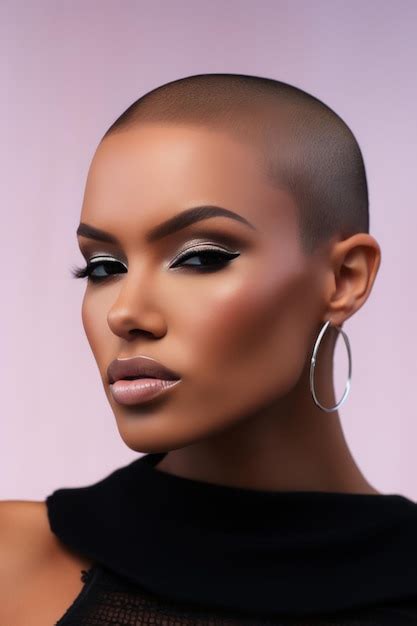Premium Ai Image Fashionable Female With Buzz Cut Hairstyle
