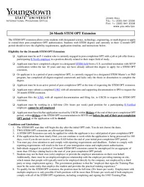 Fillable Online 24 Month STEM OPT Extension 24 Month STEM OPT