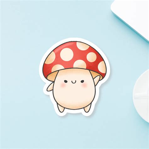 Mushroom Sticker Cute Mushroom Sticker Kawaii Mushroom Etsy