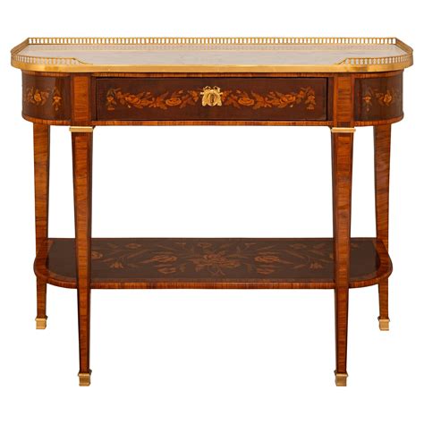 French 19th Century Louis XVI St Tulipwood Walnut Ormolu And Marble