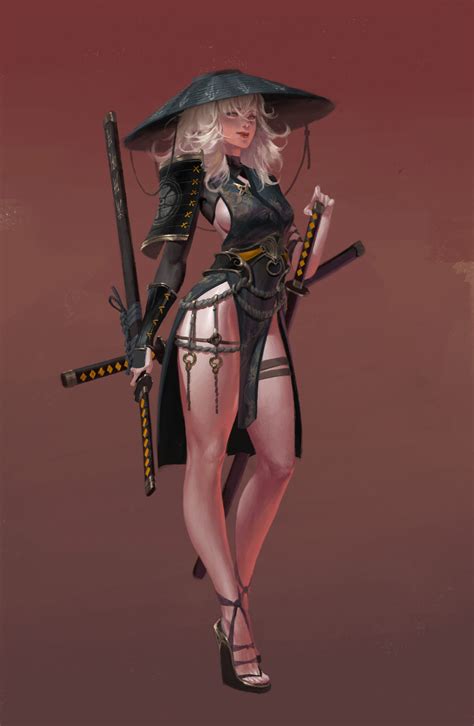 White Hair Concept Art Portrait Display Sword Samurai X