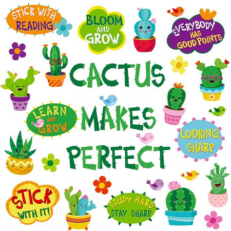 63 Pcs Cactus Bulletin Board Cactus Bulletin Board Decorations Cactus ...