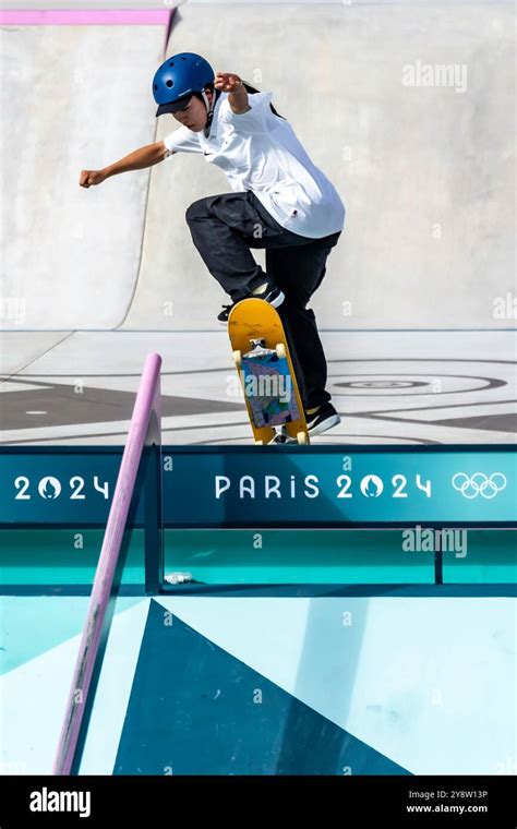 Funa Nakayama (JPN) competes in the Skateboarding Street W Finals 2024 ...