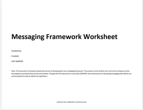 Detailed Company Messaging Worksheet And Template With Examples Ps