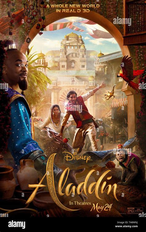 Aladdin Us Real D 3d Poster From Left Will Smith Naomi Scott Mena