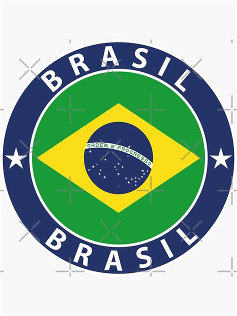 Brazil Brasil Flag Coat Of Arms Sticker For Sale By Skykratzer