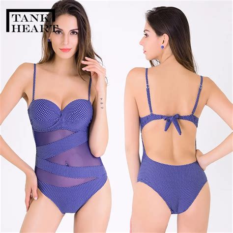 Tank Heart One Piece Swimsuit Plus Size Sexy Monokini Swimming Suit For