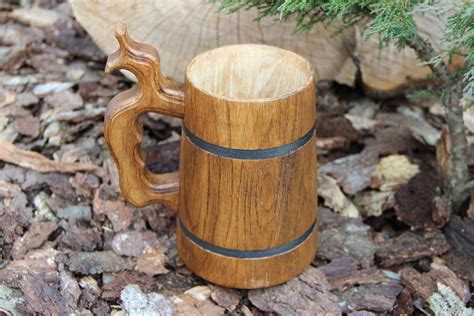 Wooden Beer Stein Wood Barrel Customized Beer Mug Wooden Etsy