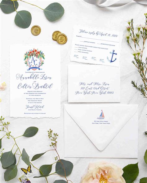 Nautical Wedding Invitations Perfect For A Waterfront Celebration Martha Stewart Weddings